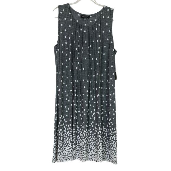 Perceptions New York | Grey White Polka Dot Dress Poly Spandex Womens X-Large - Picture 1 of 8